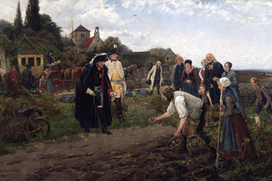 Historisches Gemälde von Menschen bei der Kartoffelernte | © Robert Warthmüller - www.dhm.de, Gemeinfrei, https://commons.wikimedia.org/w/index.php?curid=3754769