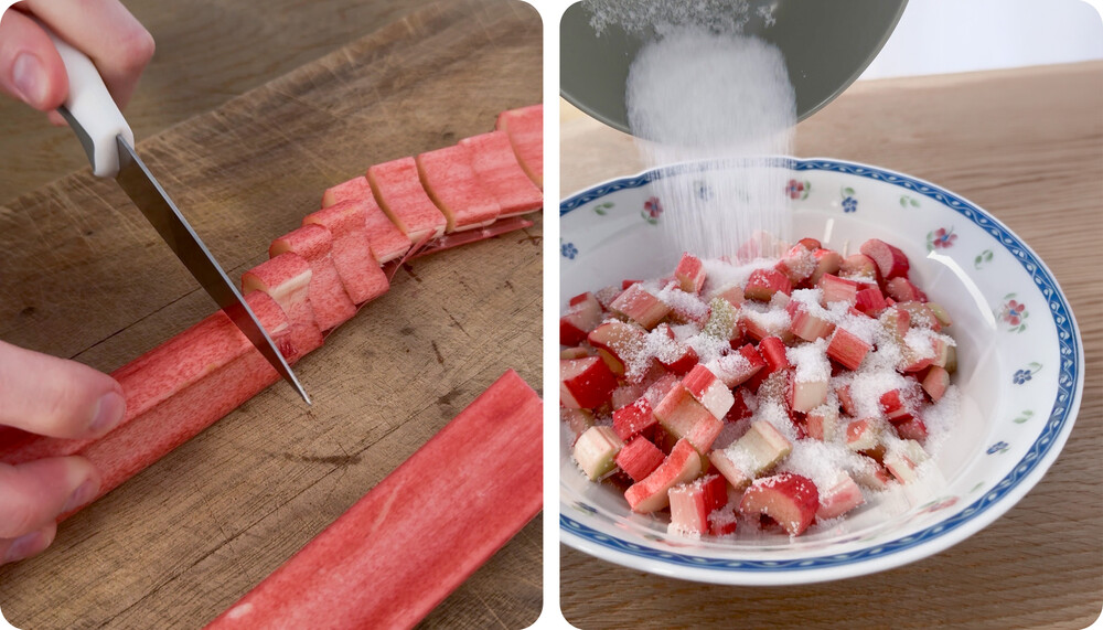 Arbeitsschritte Rhabarberkompott aus regionalen Zutaten | © Land schafft Leben