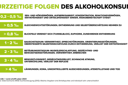 Infografik zu den Folgen des Alkoholkonsums | © Land schafft Leben