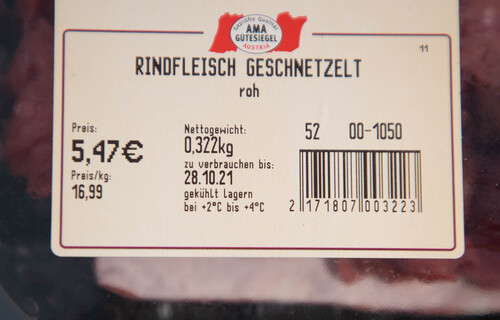 Verpackung mit geschnetzeltem Rindfleisch | © Land schafft Leben