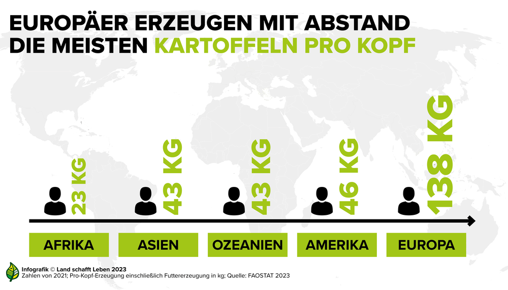 Infografik zu Europa als größten Pro-Kopf-Erzeuger von Kartoffeln | © Land schafft Leben