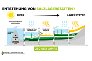 Infografik zur Entstehung von Salzlagerstätten | © Land schafft Leben